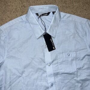 NWT Travis Mathew Button Up Short Sleeve Shirt Men's M Light Blue Casual